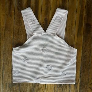 Light Pink Embroidered Cropped Tank